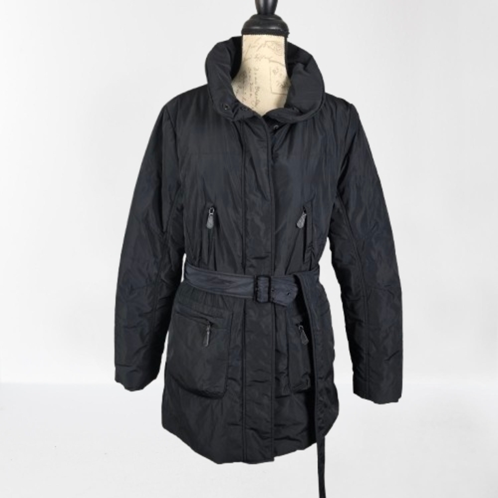 Calvin Klein Belted Puffer Jacket Coat Black Belted Women's Med